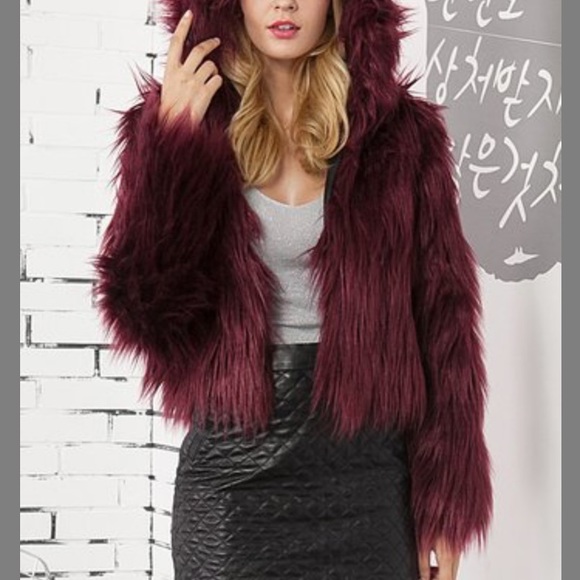 wine fur jacket